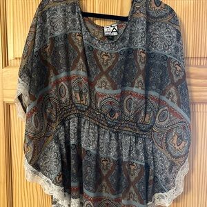 Living Doll Blue Flutter Sleeve Blouse Relaxed Fit